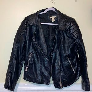 H&M faux vegan leather moto jacket